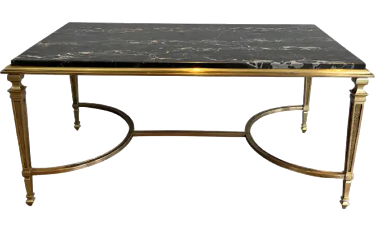 Bronze coffee table with Portor black marble top, 1940s 11