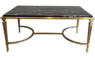 Bronze coffee table with Portor black marble top, 1940s