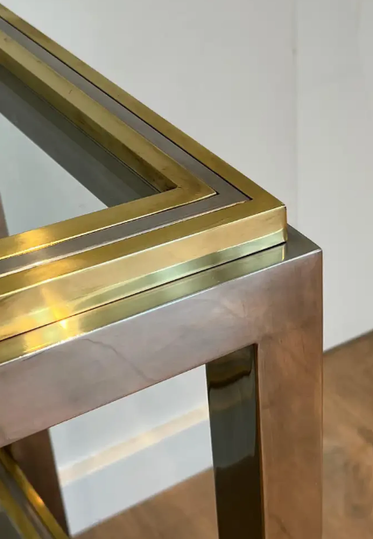 Chrome and brass console table with two shelves by Willy Rizzo, 1970s 8