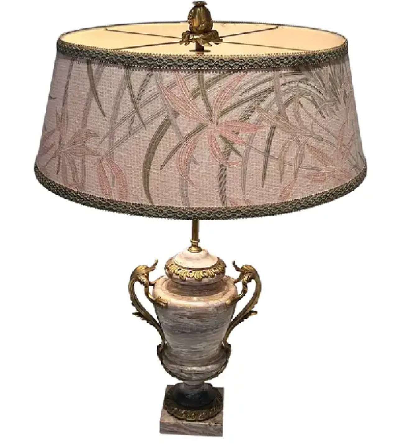 Large Louis XV style lamp in marble and bronze, 19th century 1