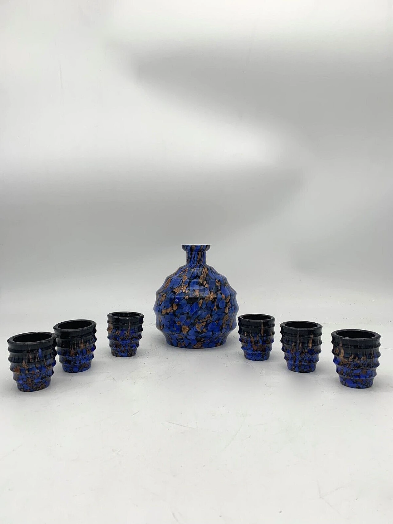 Murano glass coffee and cup bottle set attributed to Toso, 1930s 4