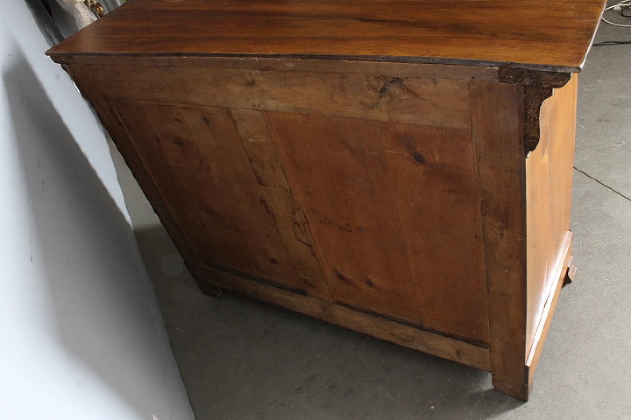 Chest of drawers in solid cappuccino blond walnut and burl, 1850 6