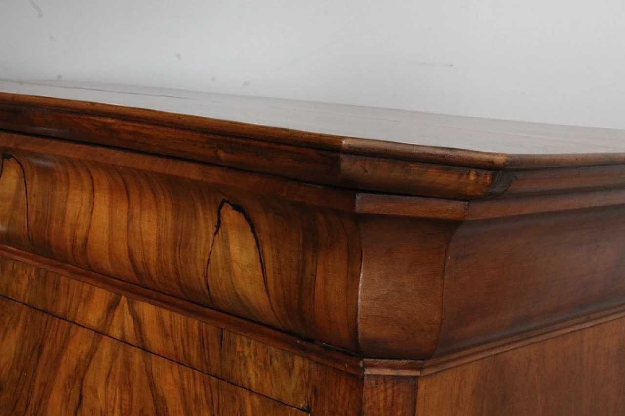 Chest of drawers in solid cappuccino blond walnut and burl, 1850 10