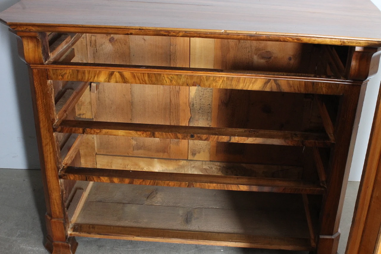 Chest of drawers in solid cappuccino blond walnut and burl, 1850 12