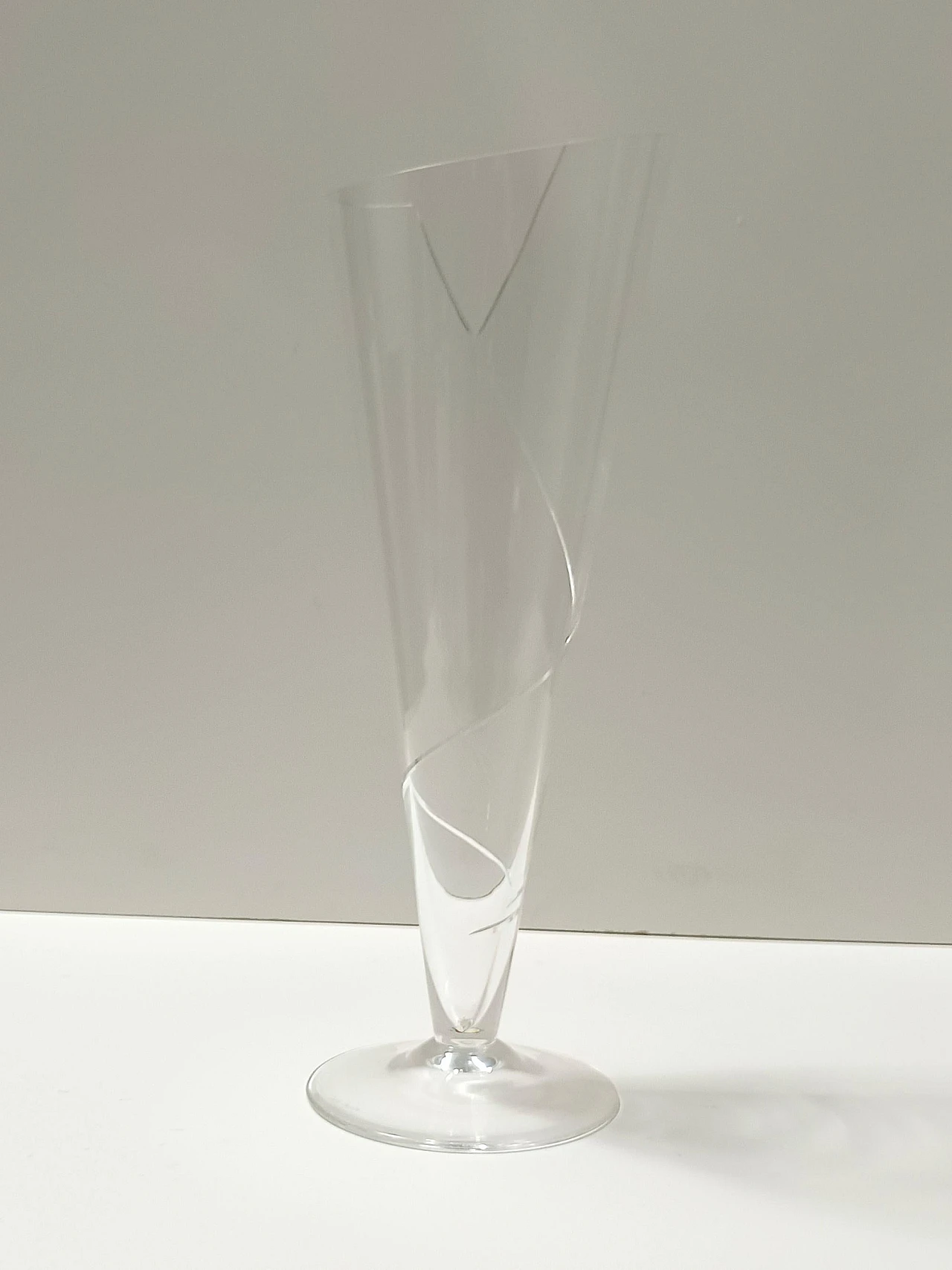 Transparent Murano Glass Vase "Cartoccio" by Carlo Moretti, Signed, 1983 5