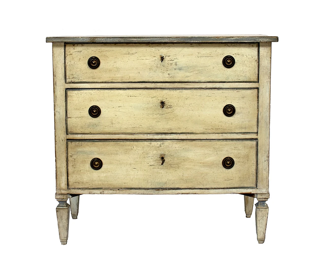 Provincial LXVI French Chest of Drawers in White and Light Blue Lacquer 1