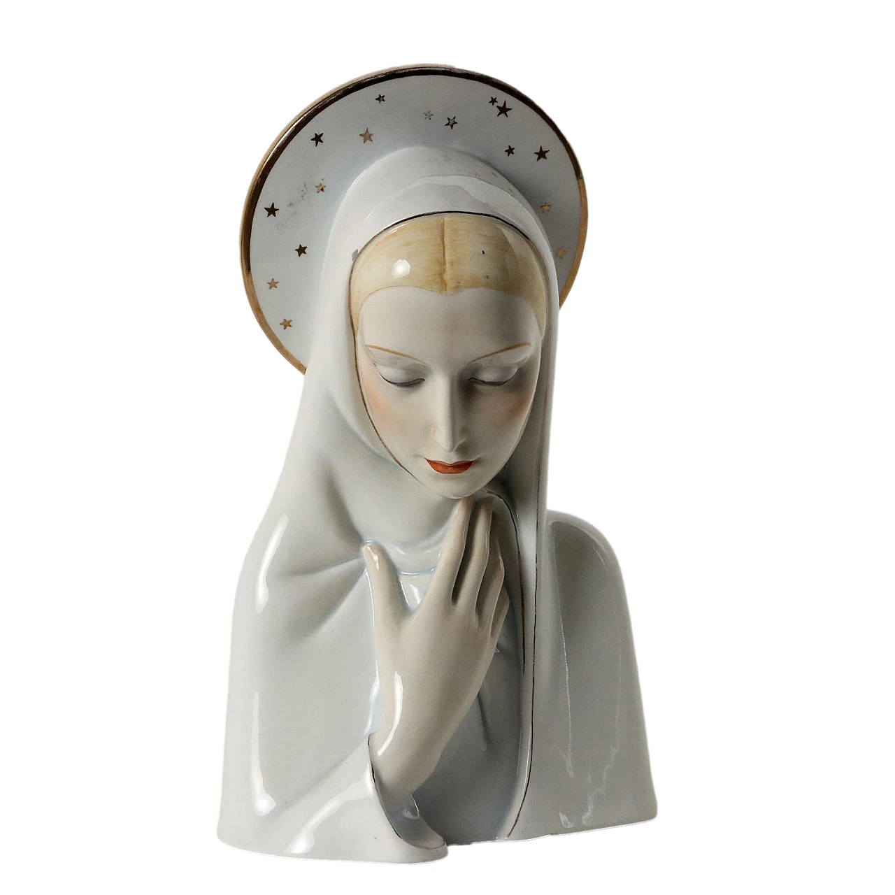 Sculpture Virgin Mary ceramic by Ronzan. 20th century 1