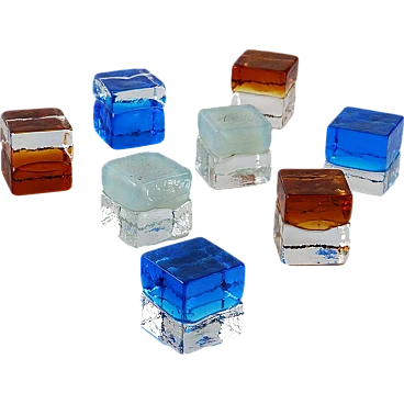 Vintage Square-Shaped Glass Parts Toso Murano Italy 1960s