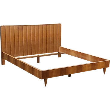 Vintage Double Bed Tanganyka Walnut Veneer Italy 1960s