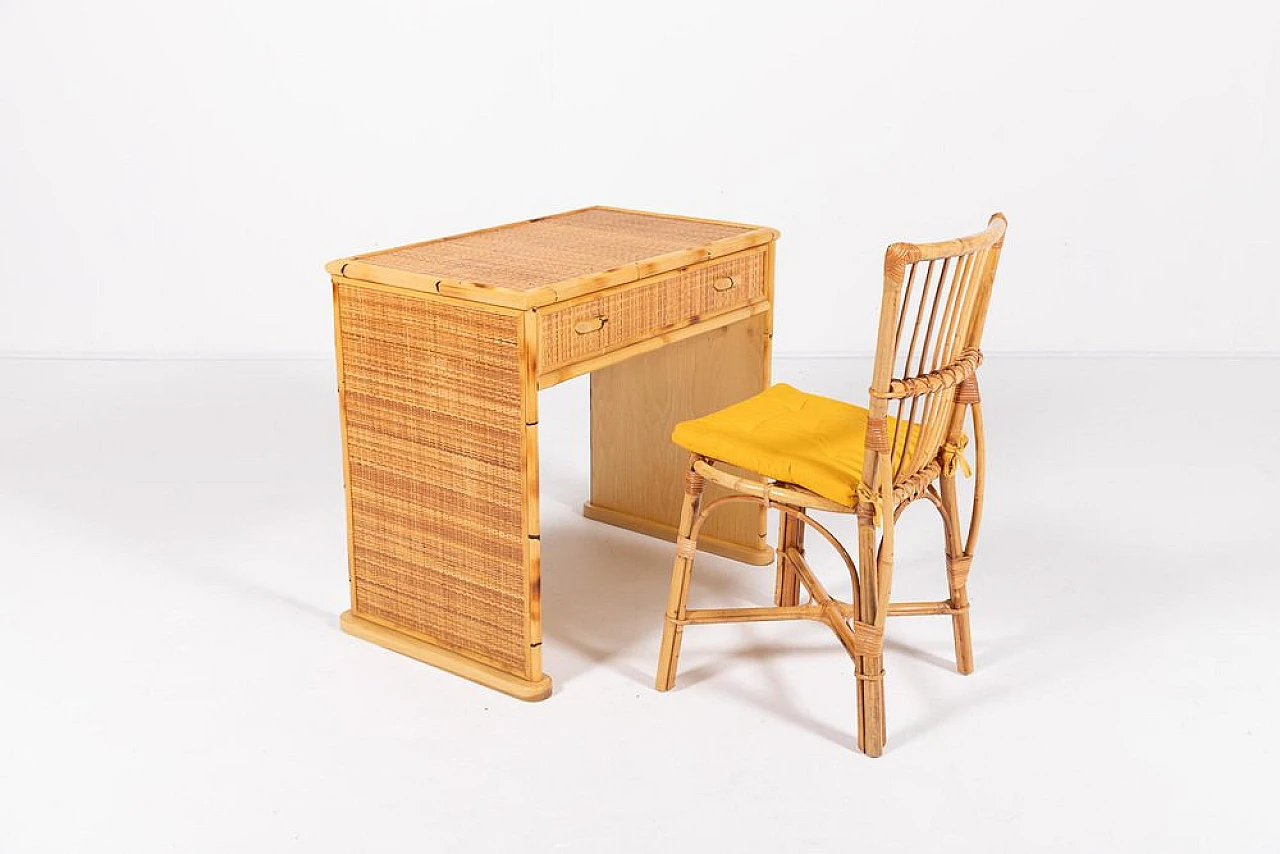 Bamboo and cane desk, 1980s 1