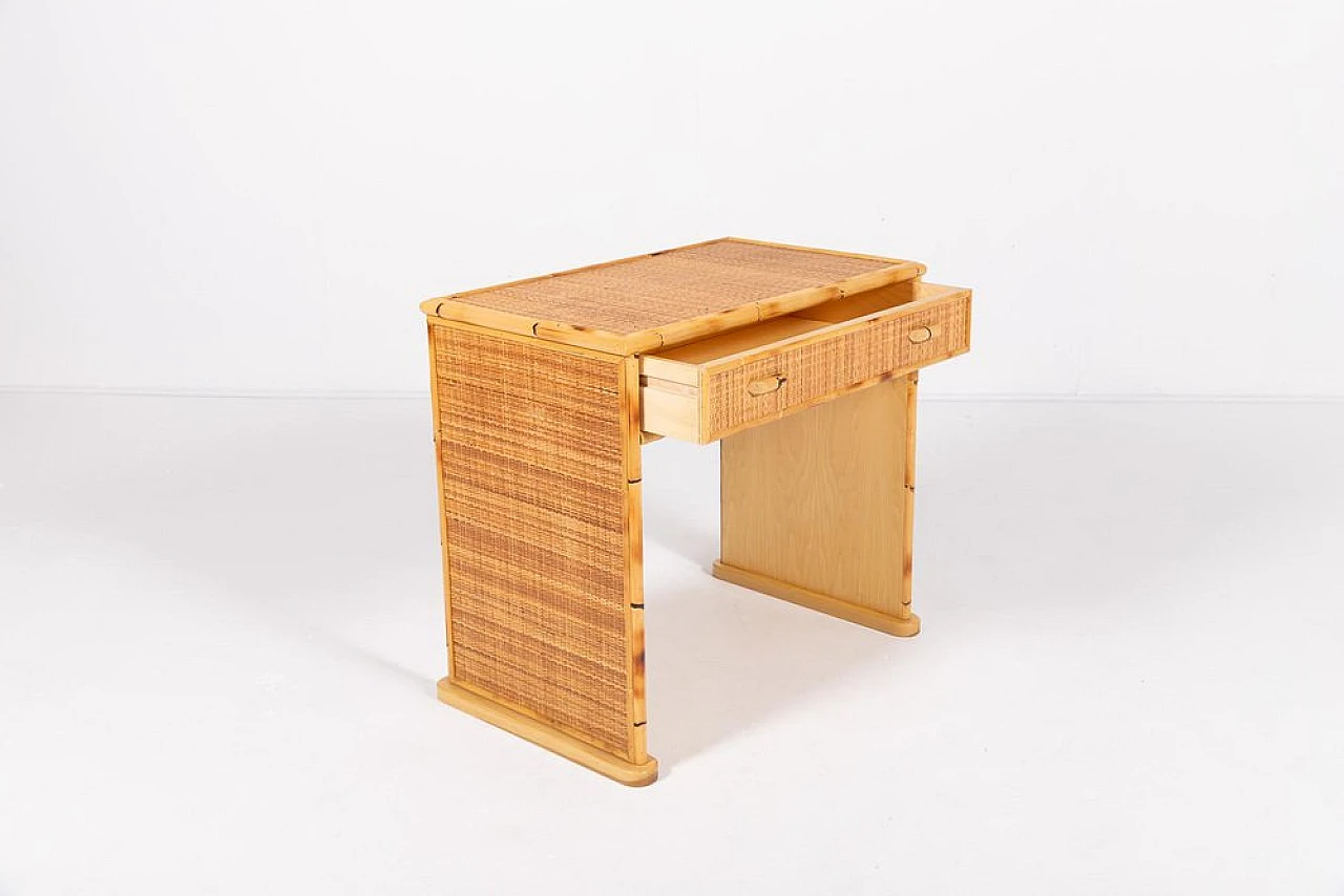 Bamboo and cane desk, 1980s 4