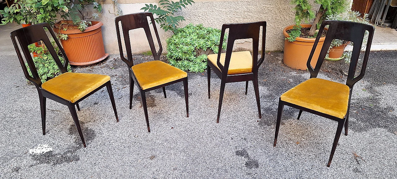 4 Mahogany chairs with round table by Ico Parisi, 1950s 1