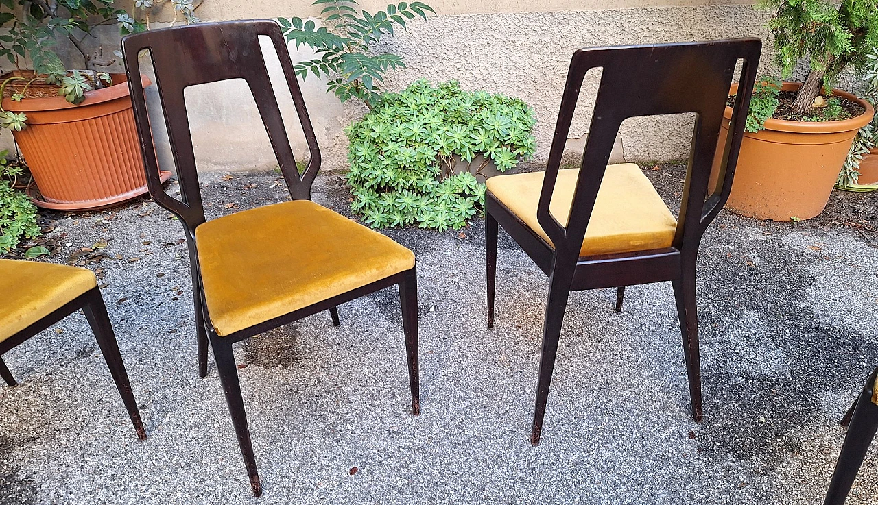 4 Mahogany chairs with round table by Ico Parisi, 1950s 2