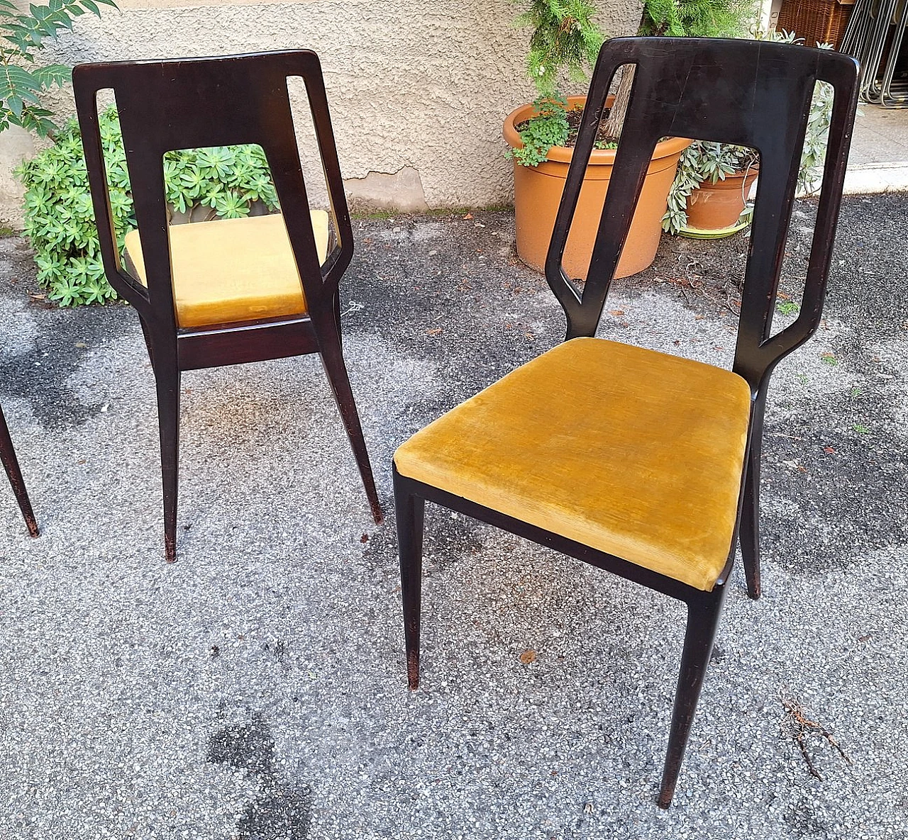 4 Mahogany chairs with round table by Ico Parisi, 1950s 4