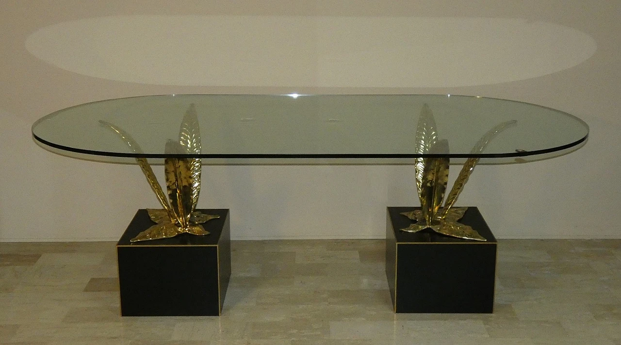 Tavolo in bronzo, ottone e cristallo di Gianni Versace per Versace Home, Italia, anni '80 3