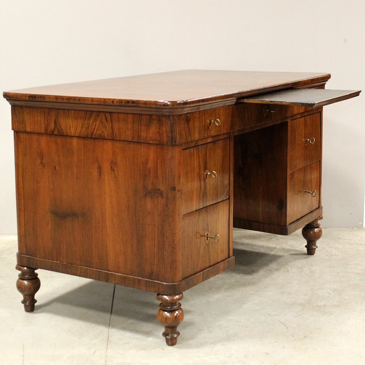 Louis Philippe desk in solid walnut with storage, 19th century 6