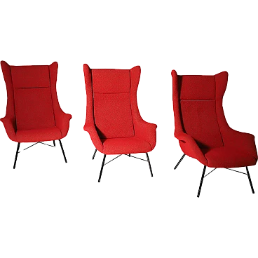 3 Wingback armchairs by Navrátil & Sépová , 1960s