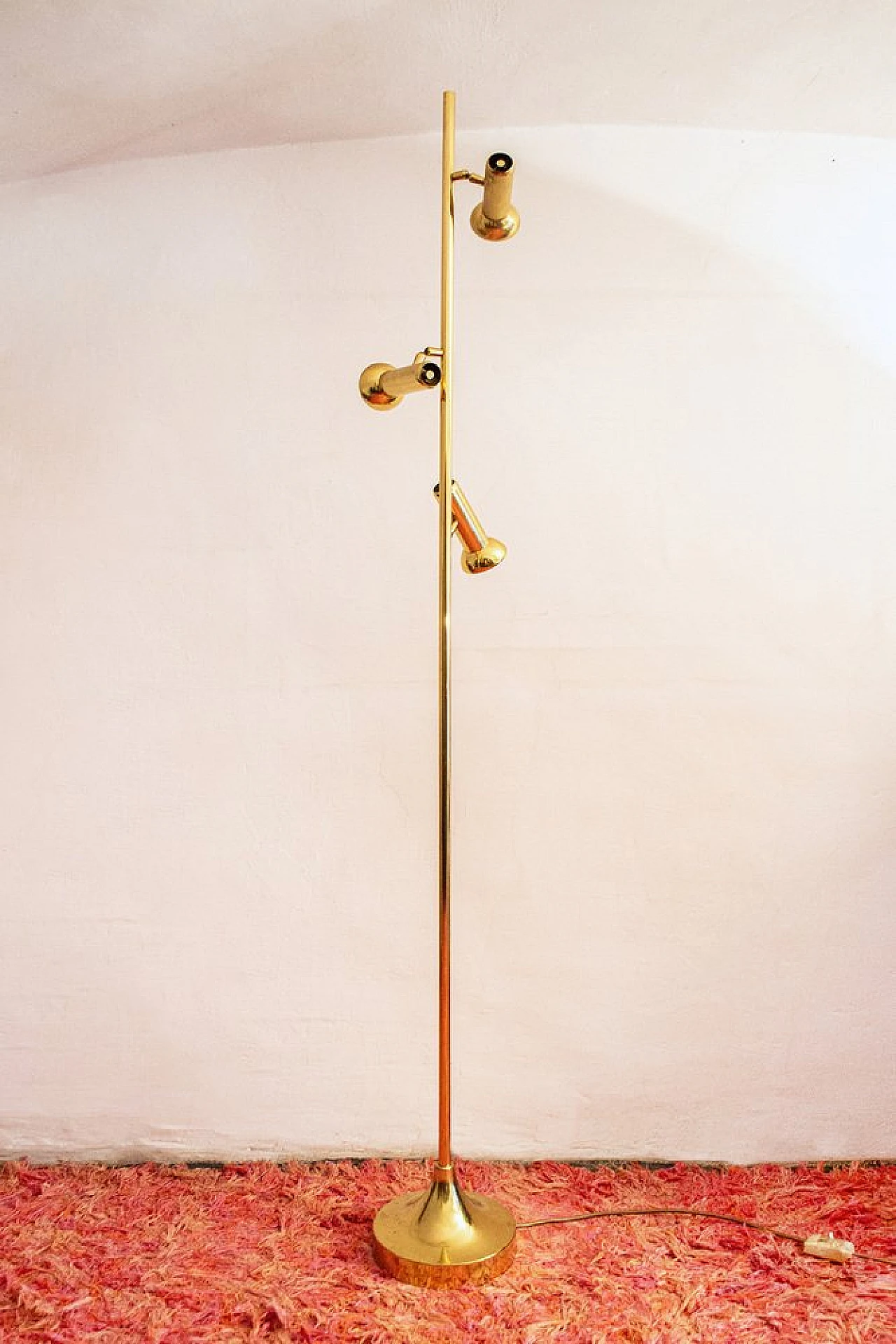 Three lights brass floor lamp by Goffredo Reggiani, 1970s 1