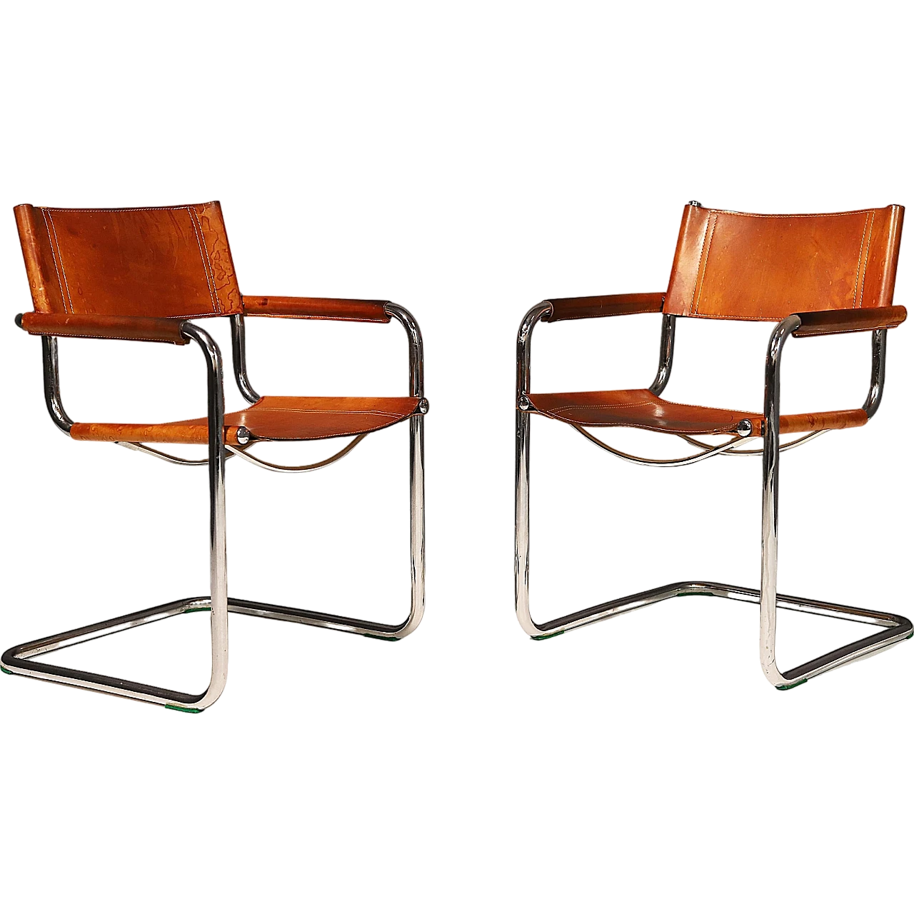 Pair of cantilever tubular steel armchairs by Marcel Breuer, 1970s 15