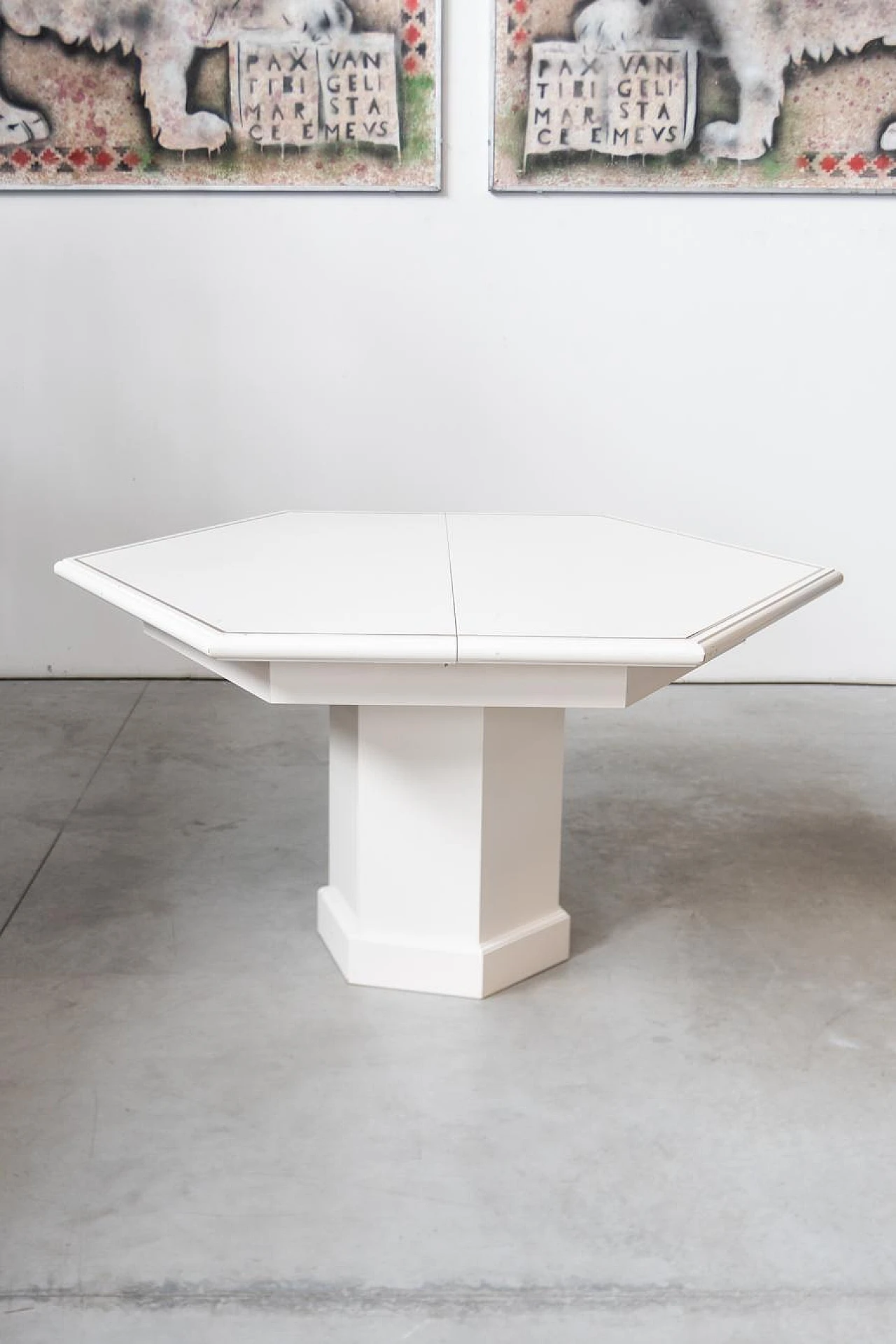 Extendable dining table in white lacquered wood by Mario Sabot, 1980s 2