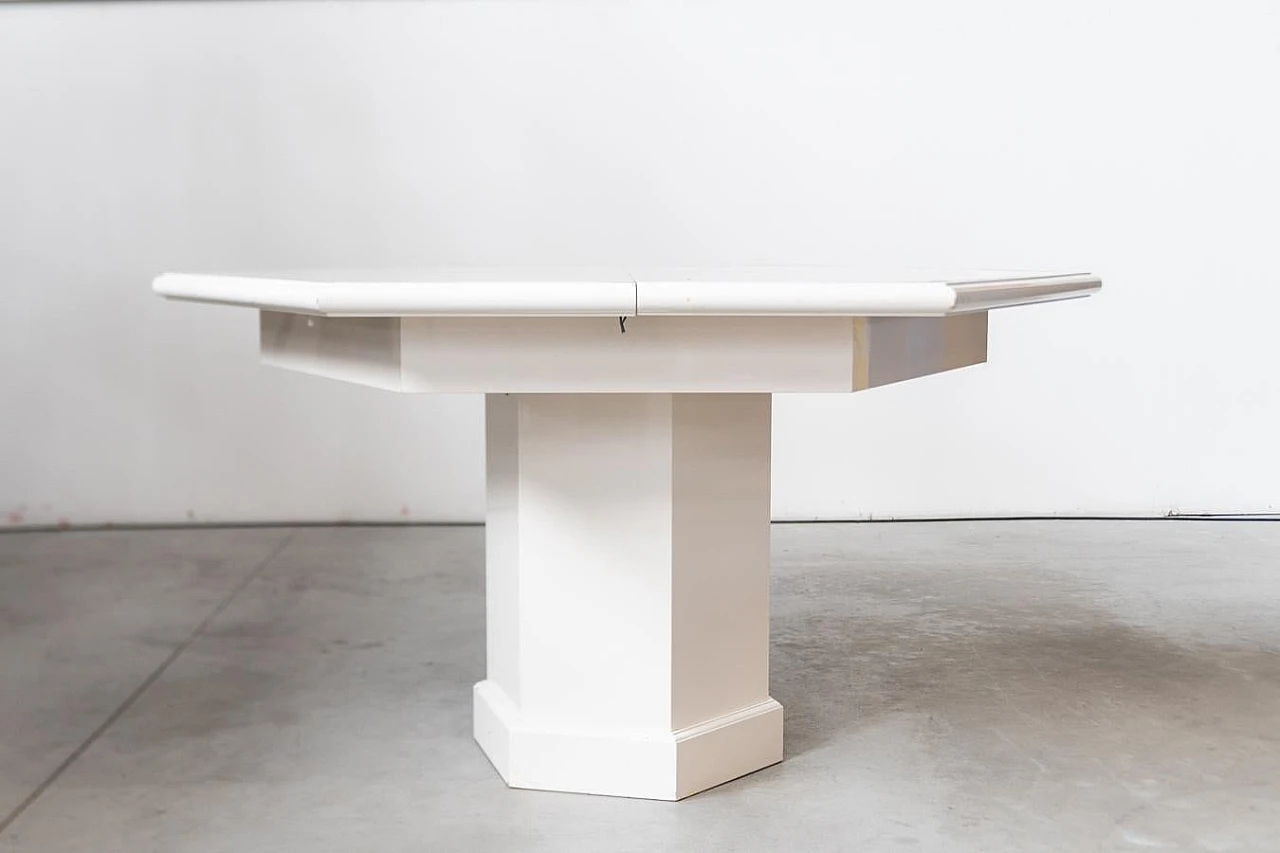 Extendable dining table in white lacquered wood by Mario Sabot, 1980s 3