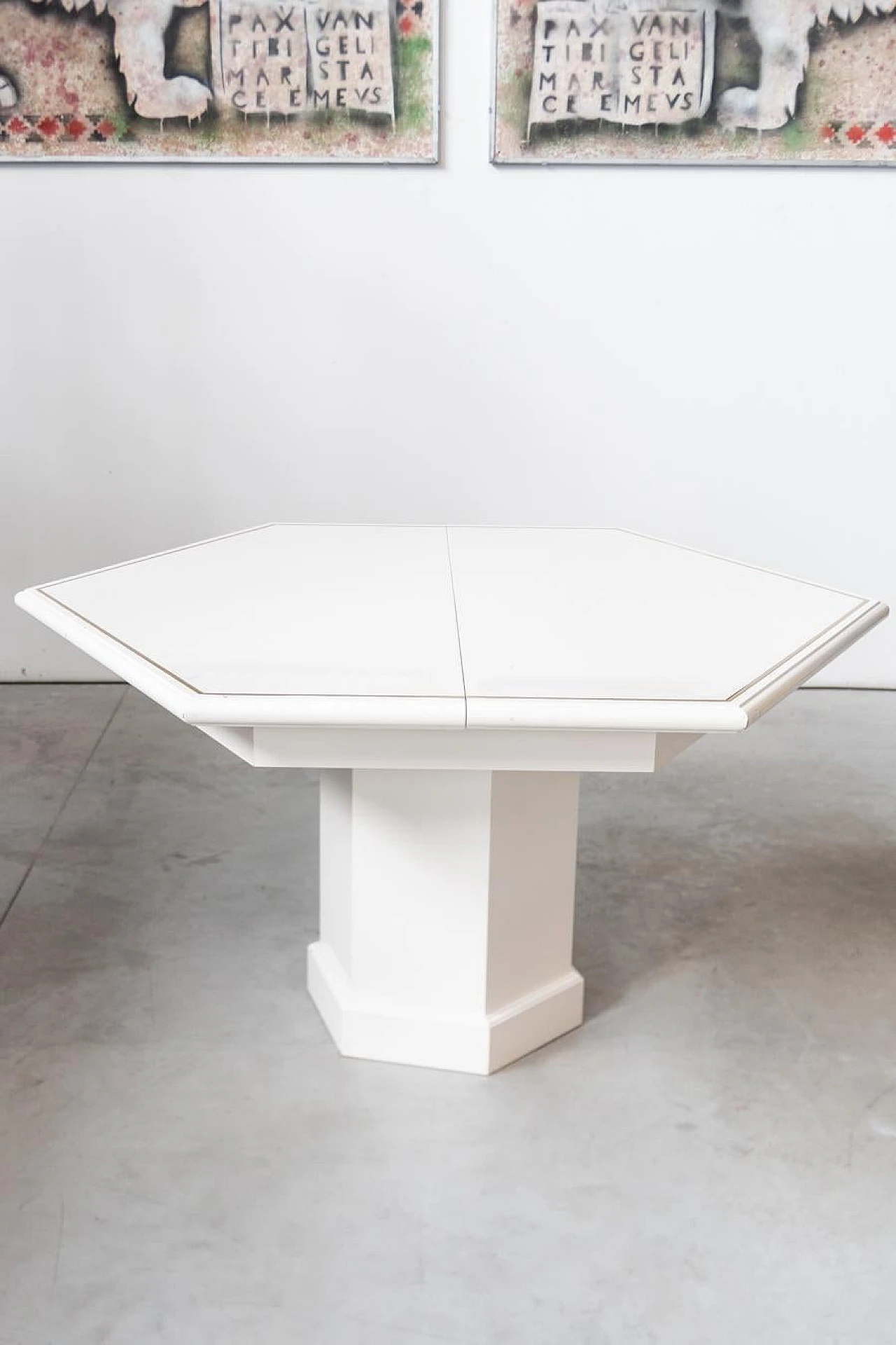 Extendable dining table in white lacquered wood by Mario Sabot, 1980s 4