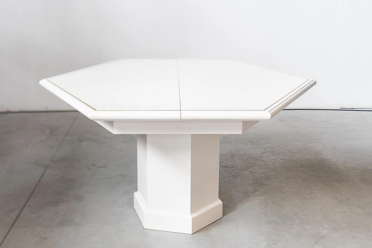 Extendable dining table in white lacquered wood by Mario Sabot, 1980s 5