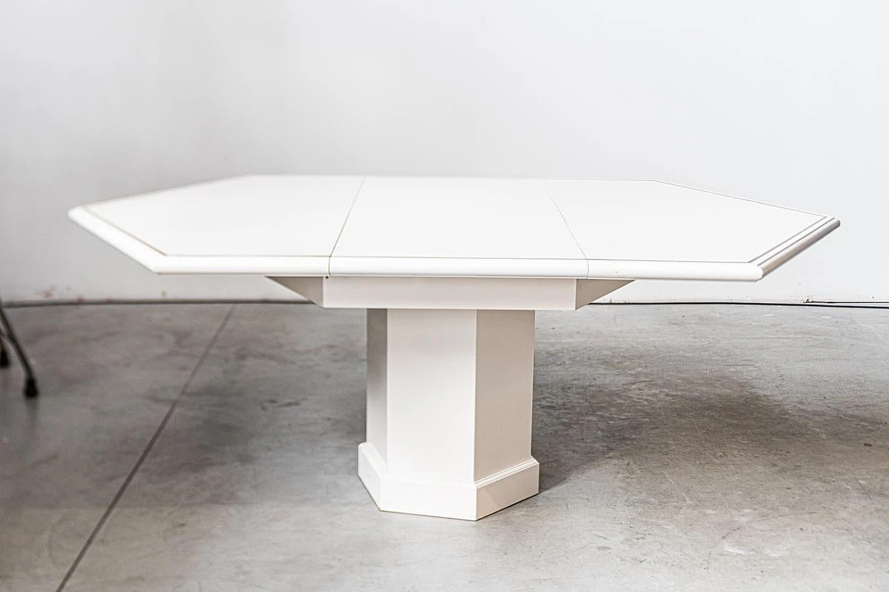 Extendable dining table in white lacquered wood by Mario Sabot, 1980s 17