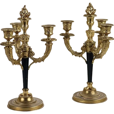 Pair of bronze candelabra by Albert Marionnet, mid-19th century