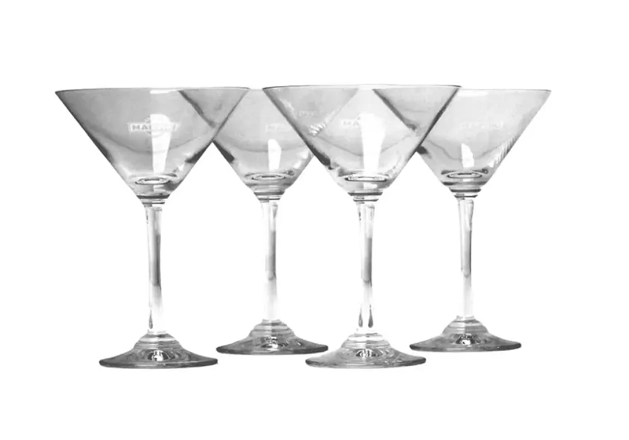 4 Crystal Martini Cups, 1930s 1