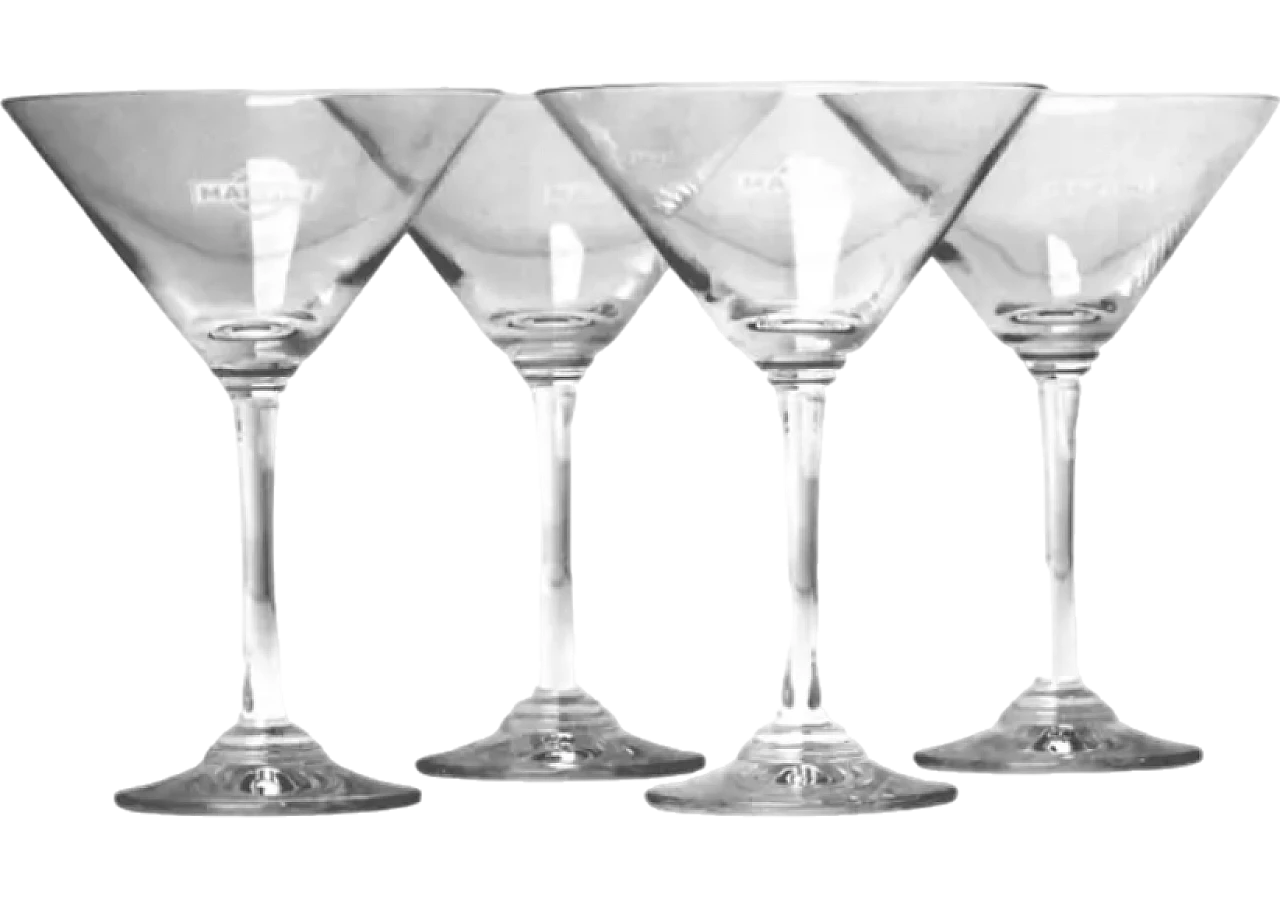 4 Crystal Martini Cups, 1930s 6