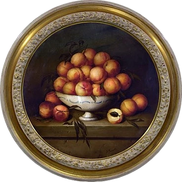 Still life with peaches in a bowl by Salvatore Marinelli, 1980s