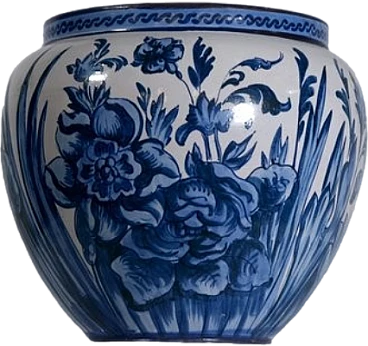 Hand-painted ceramic Cache-Pot with floral motifs, 1960s