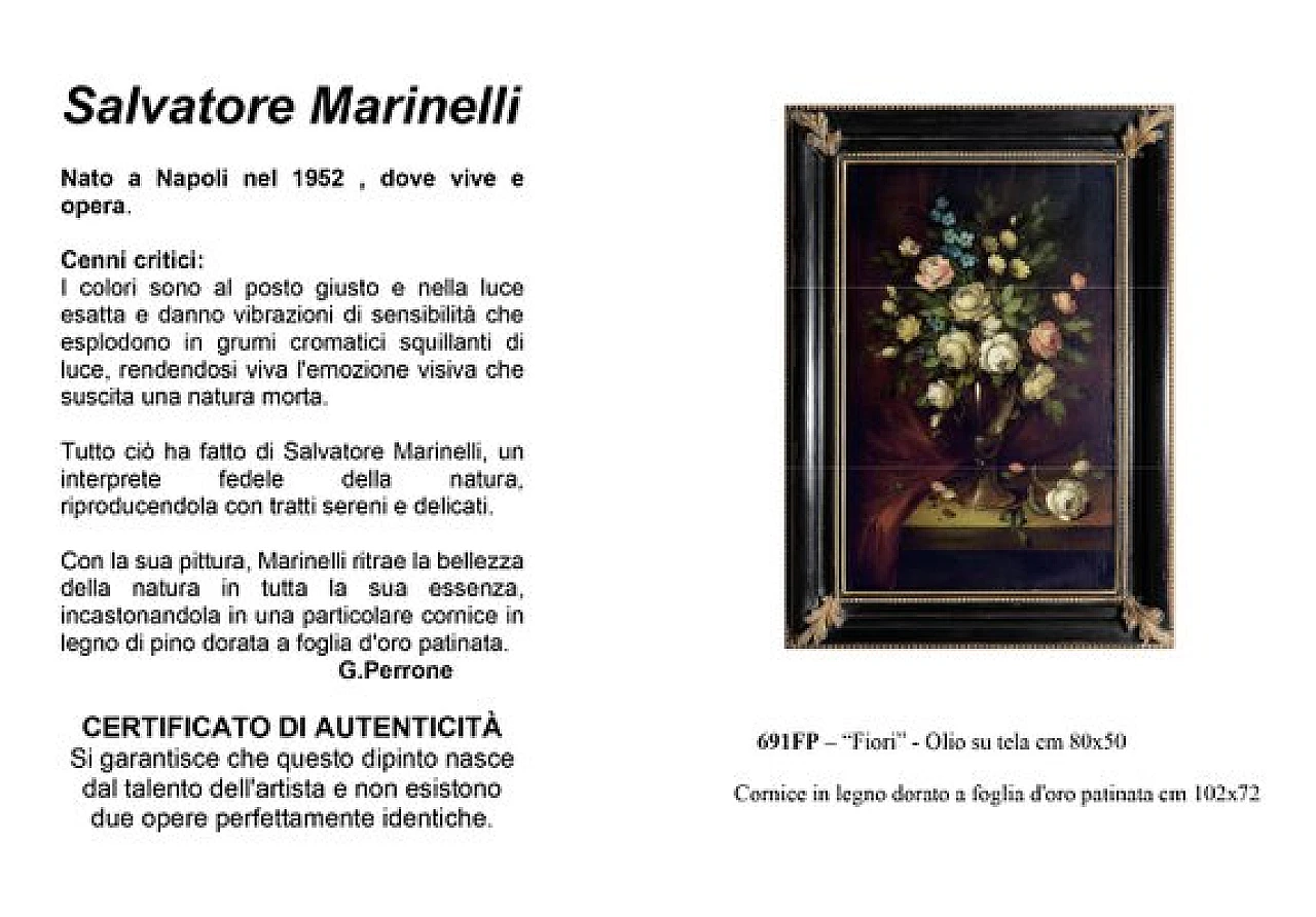 Natura morta con rose bianche di Salvatore Marinelli, anni '80 5