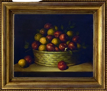 Still Life with Apples by Salvatore Marinelli, oil on canvas, 1980s