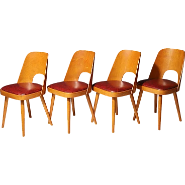 4 wooden dining chairs by Radomír Hofman, 1960s