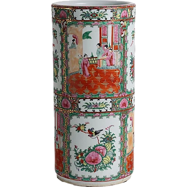 Coloured decorated ceramic umbrella stand, 1960s