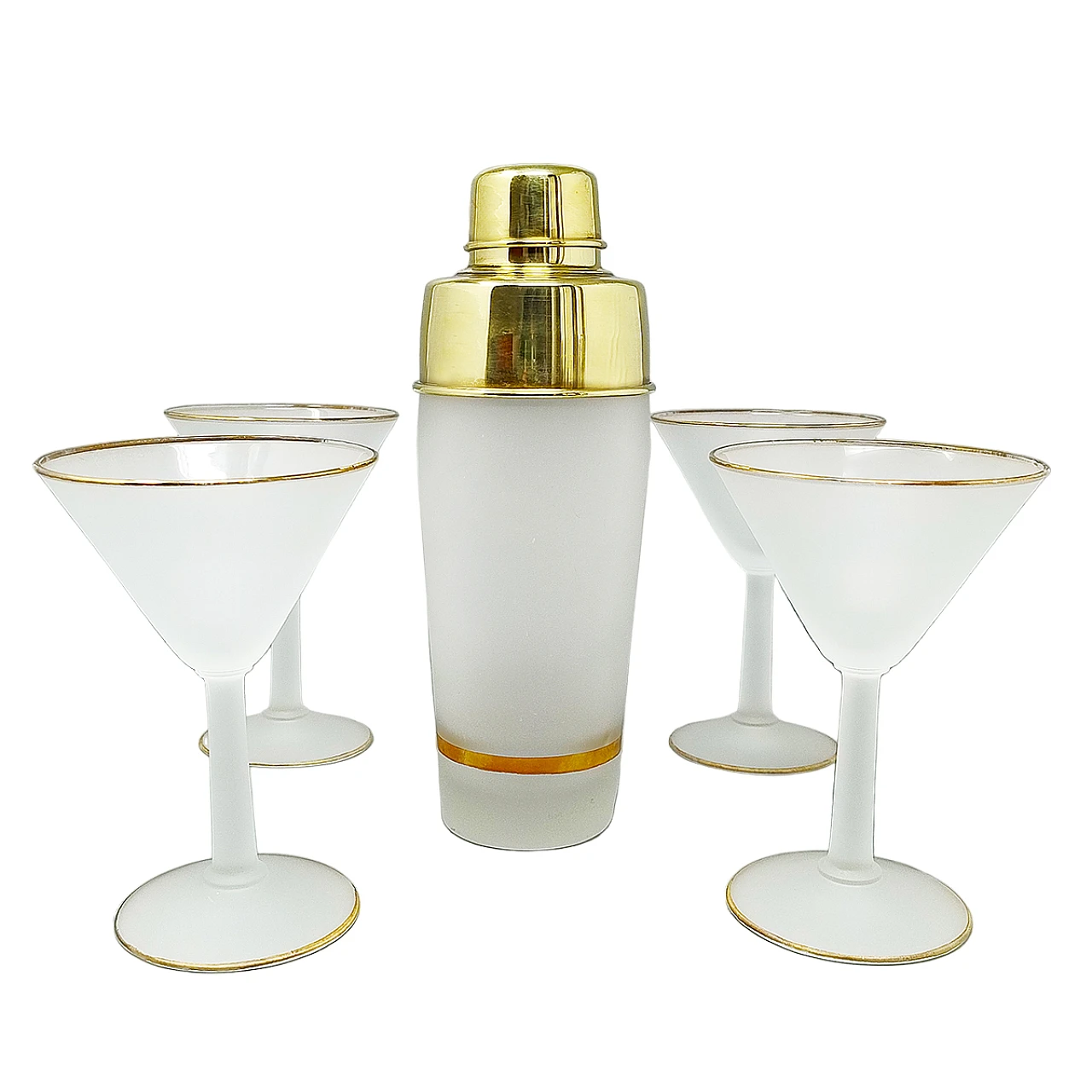 Cocktail shaker set with 4 Glasses, 1960s 1