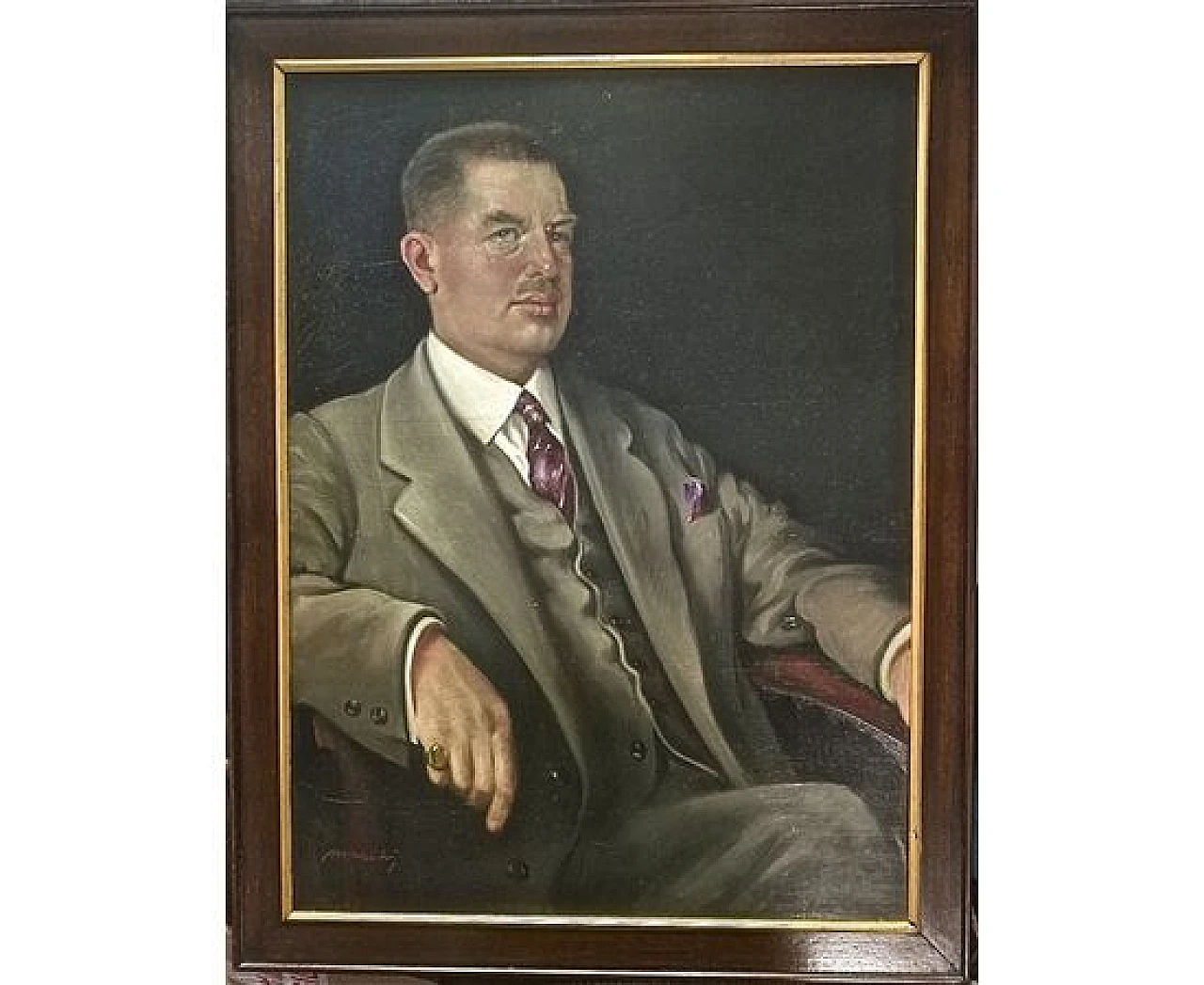 Portrait of Nobleman signed Marchi, oil on panel, 1930s 1