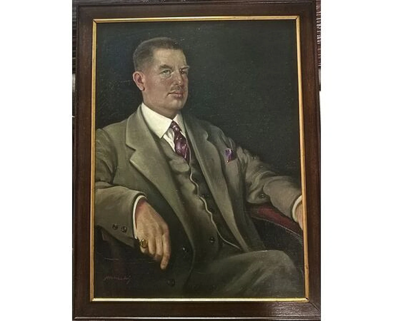 Portrait of Nobleman signed Marchi, oil on panel, 1930s 5