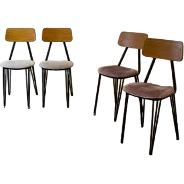 4 Chairs in veige velvet, 1960s