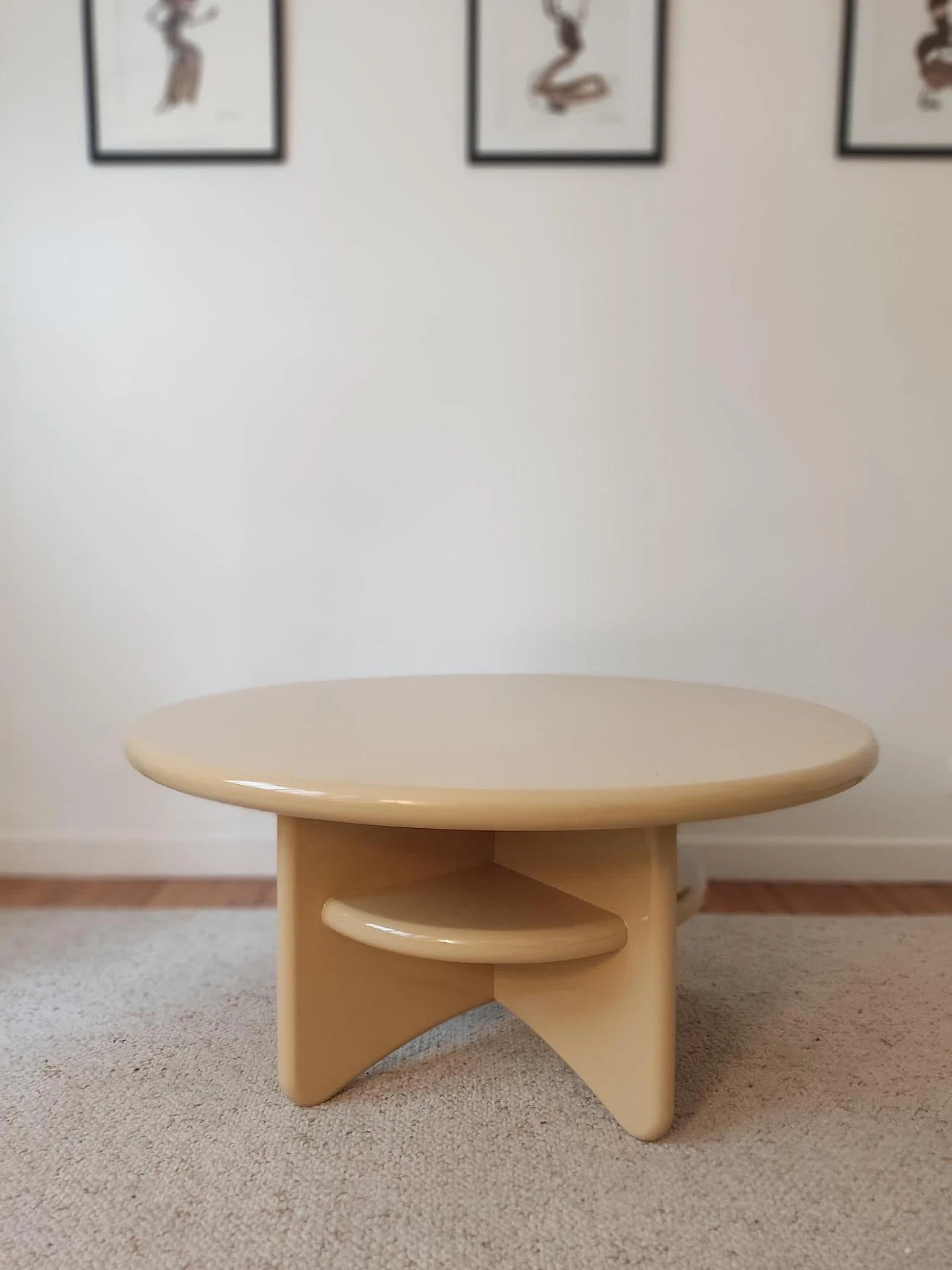 Danish circular wood lacquered coffee table, 1990s 3