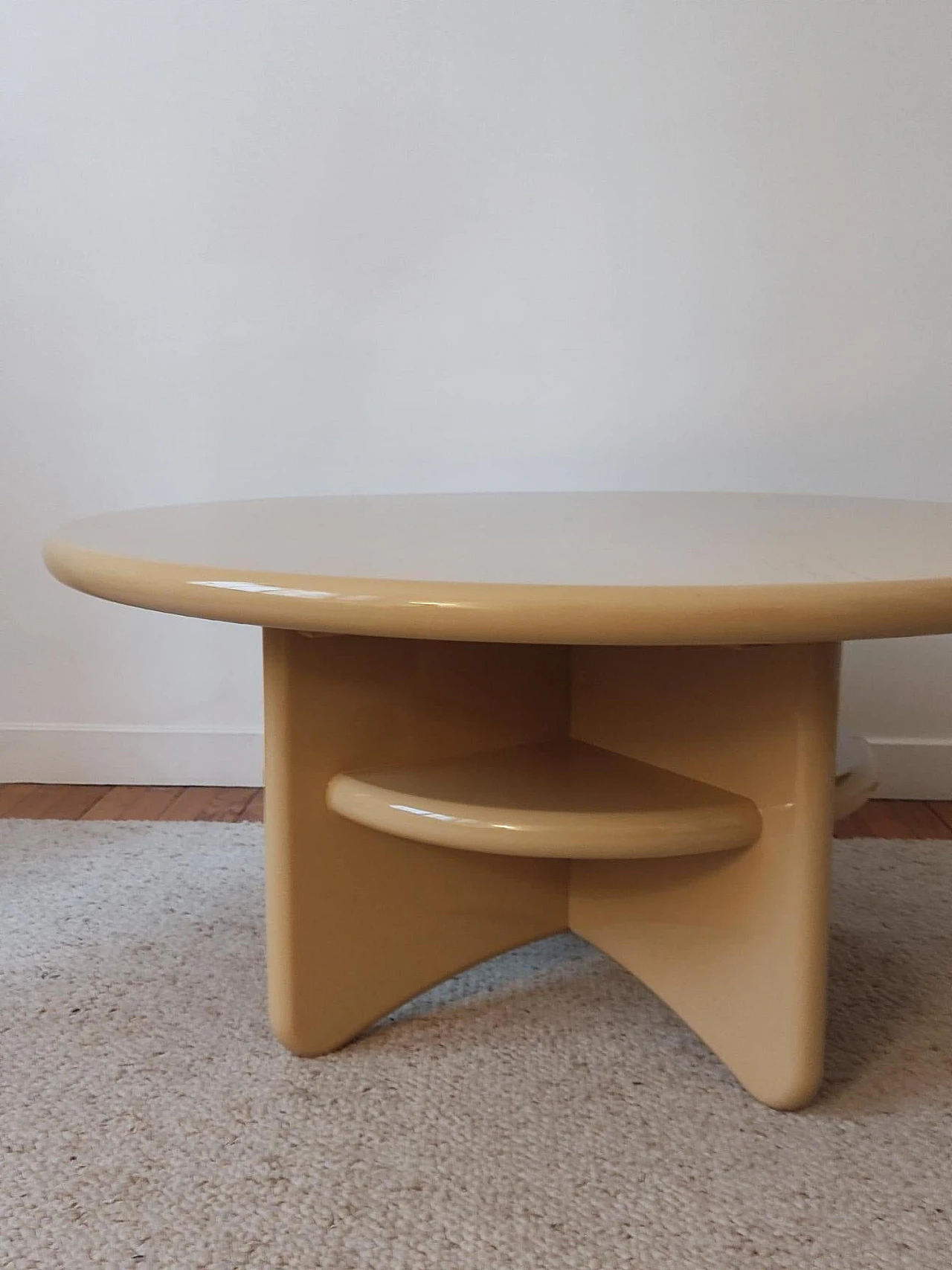 Danish circular wood lacquered coffee table, 1990s 4