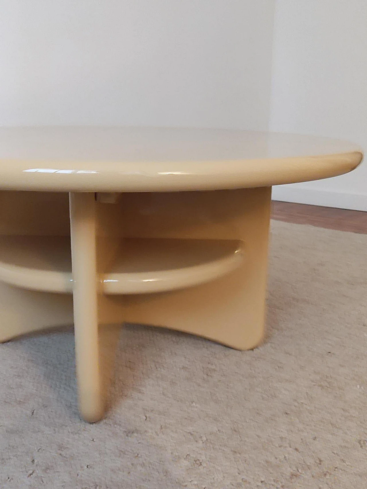 Danish circular wood lacquered coffee table, 1990s 5