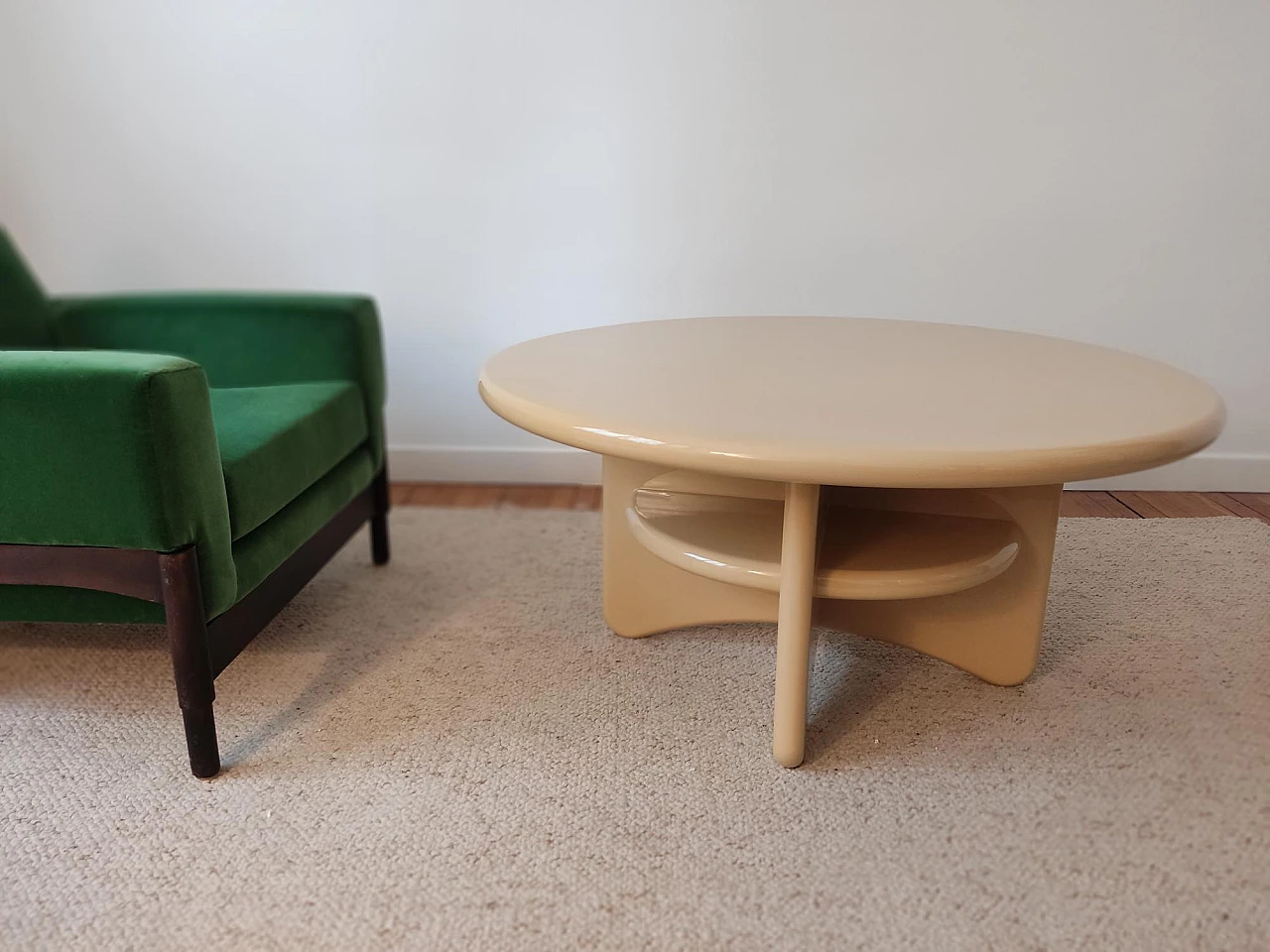 Danish circular wood lacquered coffee table, 1990s 10