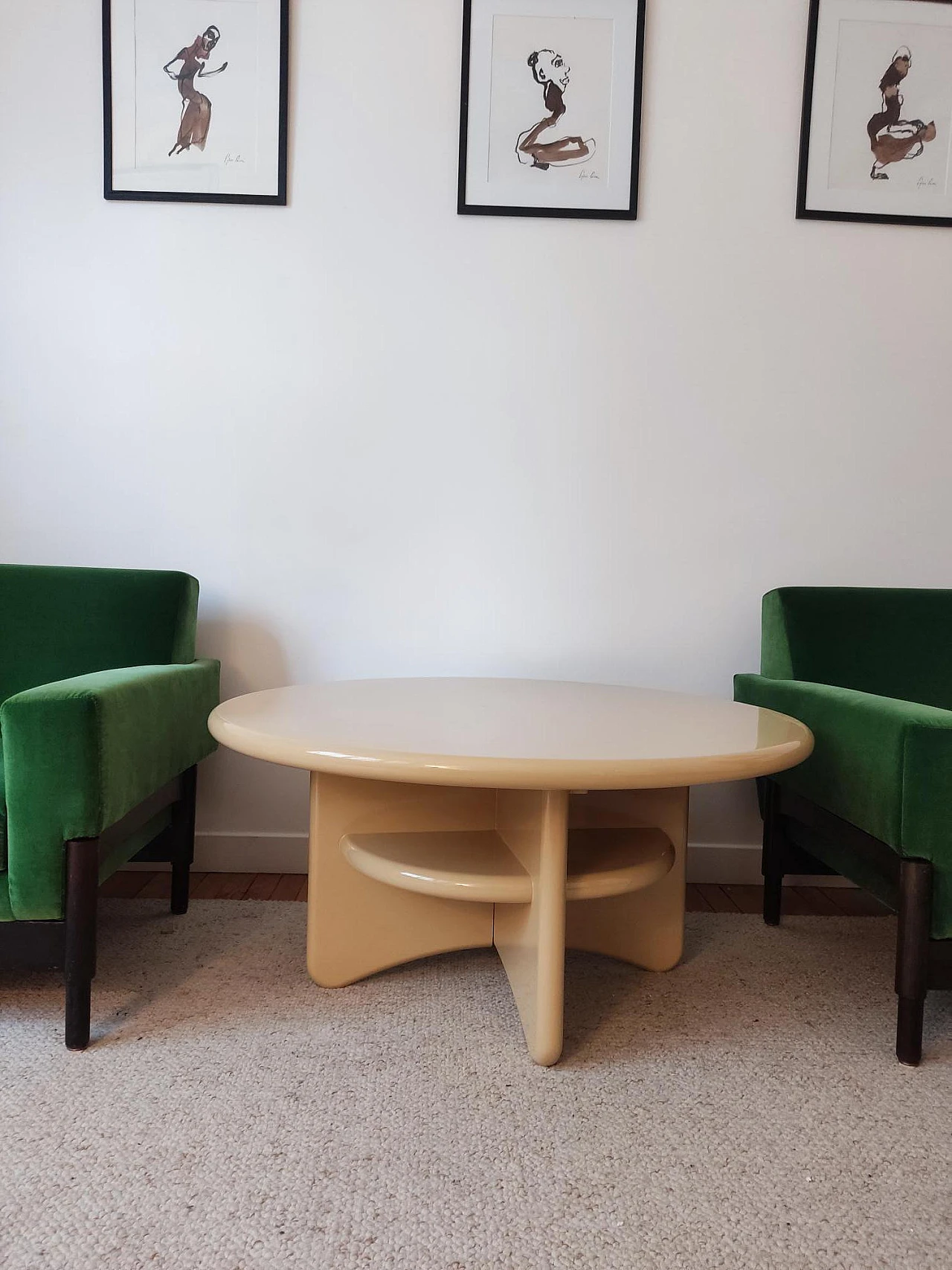 Danish circular wood lacquered coffee table, 1990s 11