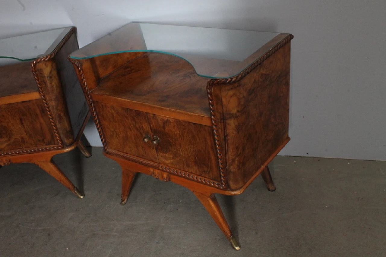 Pair of bedside tables art deco walnut, 1945 2