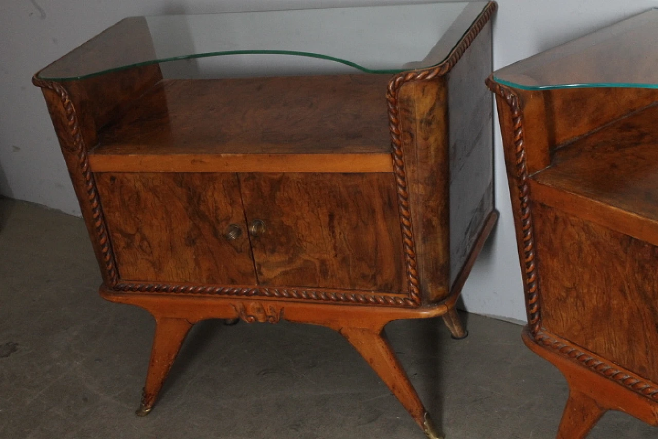 Pair of bedside tables art deco walnut, 1945 3