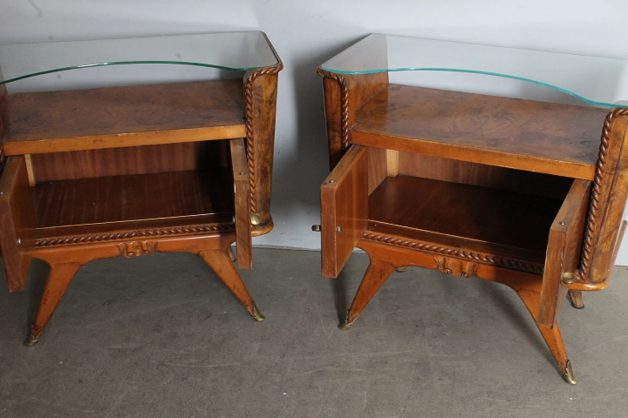 Pair of bedside tables art deco walnut, 1945 6