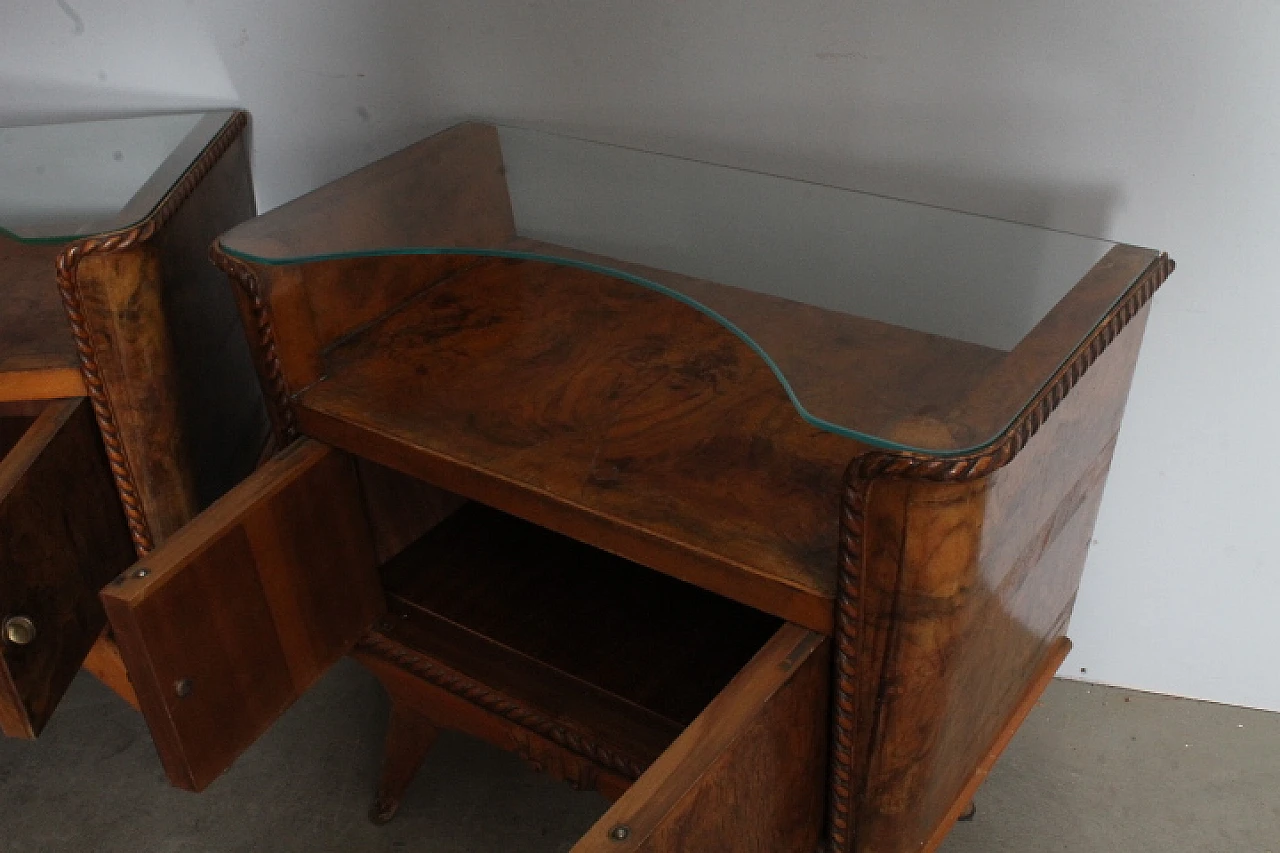 Pair of bedside tables art deco walnut, 1945 8